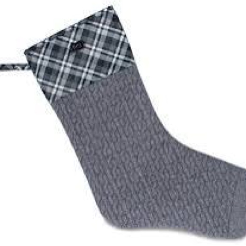 Lug Gray and Black Plaid Christmas stocking
